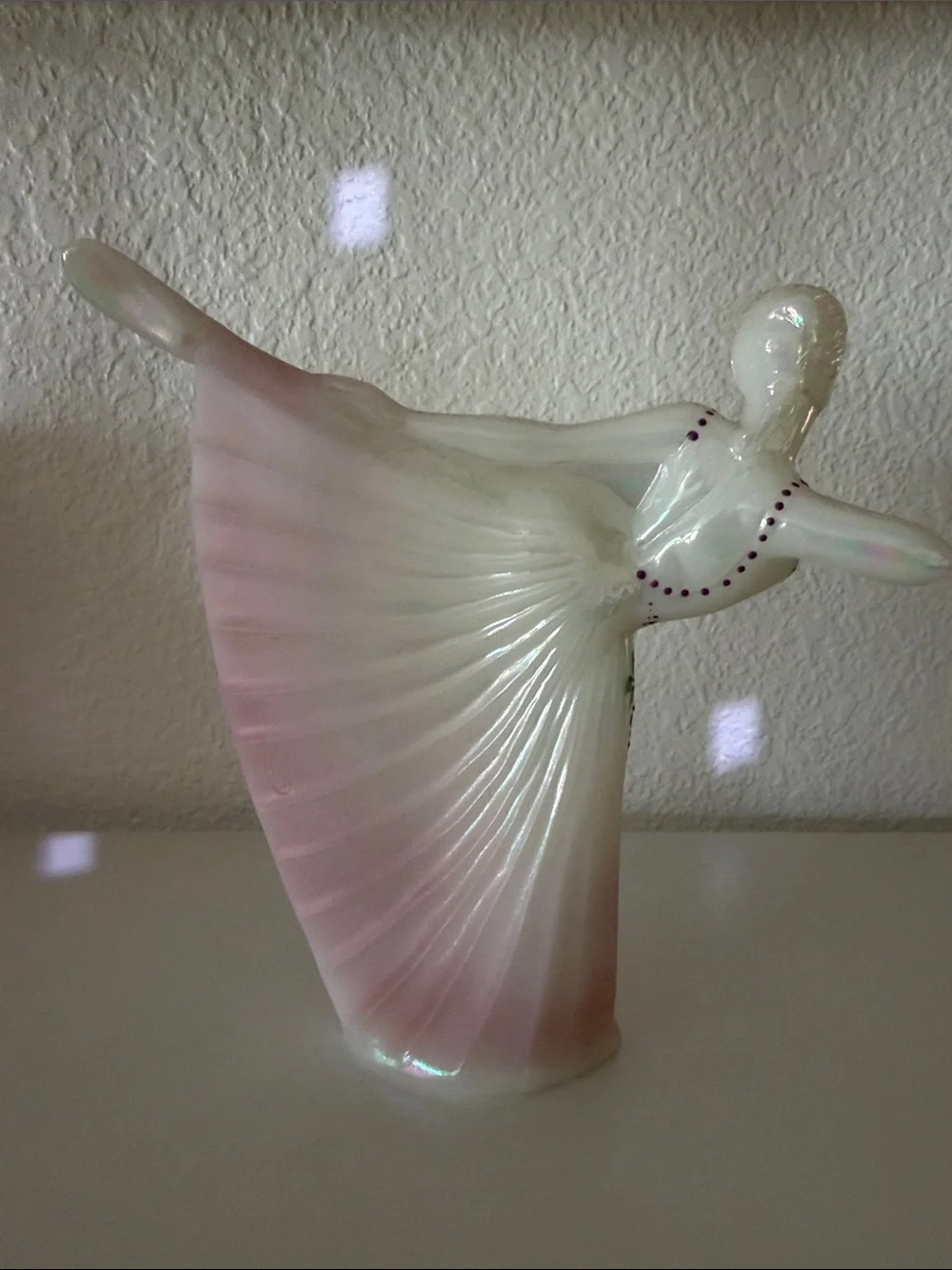Fenton Pink and White Porcelain Ballerina Figurine with Floral Accents